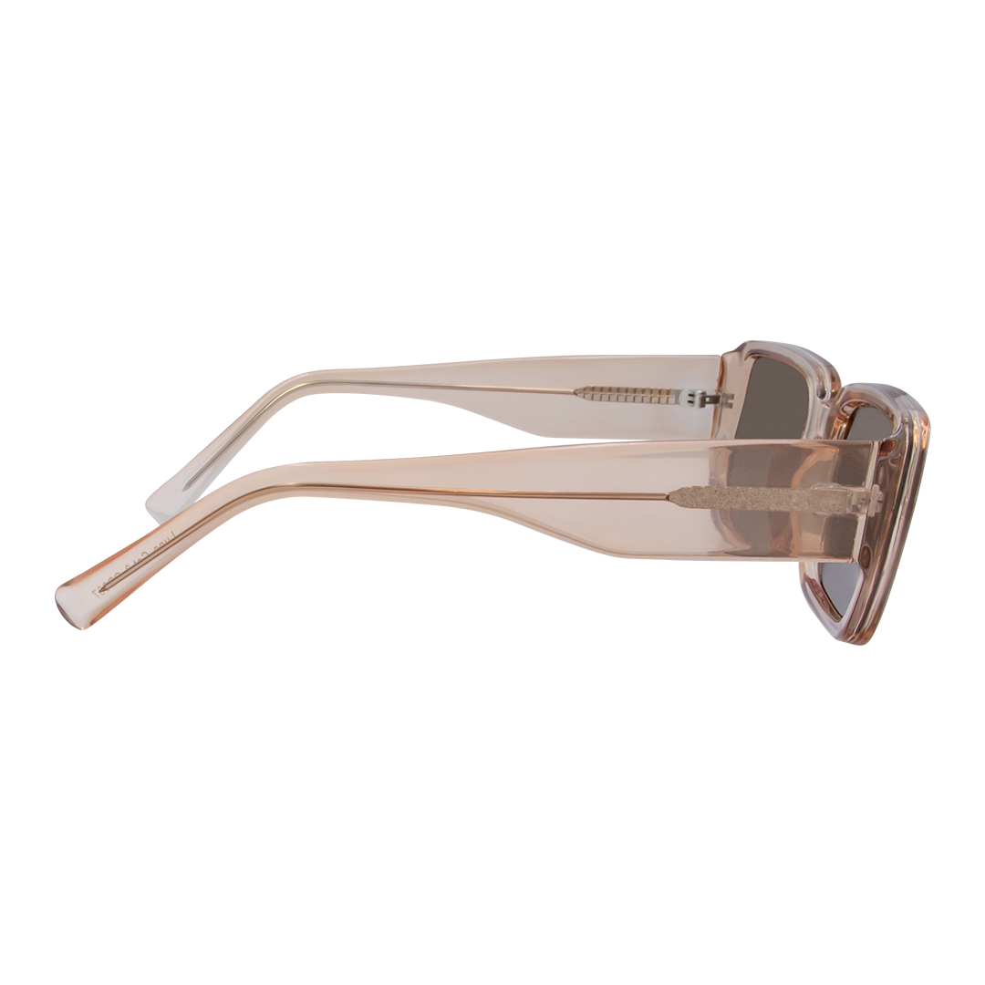 Luna Rectangle Women's Sunglasses with Beige Frame and Brown Polarised Lens right view