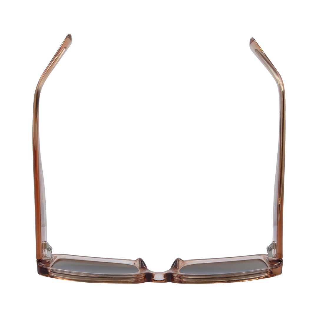 Luna Rectangle Women's Sunglasses with Beige Frame and Brown Polarised Lens top view