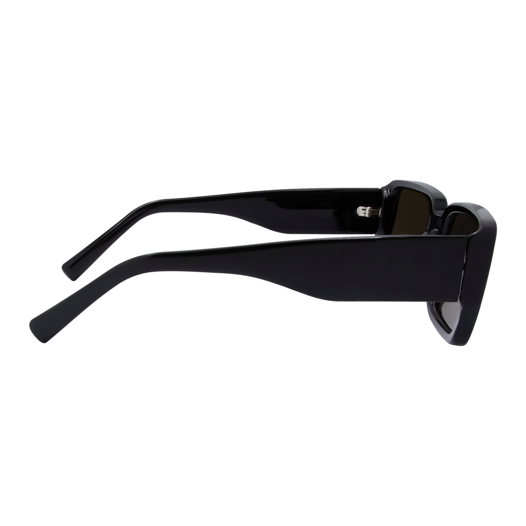 Luna Rectangle Women's Sunglasses with Black Frame and Brown Polarised Lens right view