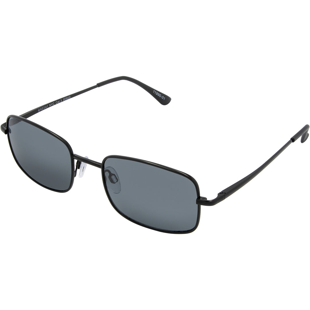 NYC Black Rectangle Womens Sunglasses made of polycarbonate and smoke lens