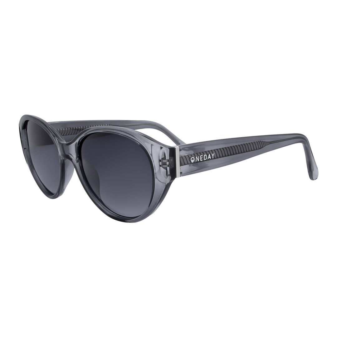 Polly Oval Women's Sunglasses with Black Frame and Smoke Polarised Lens front left view