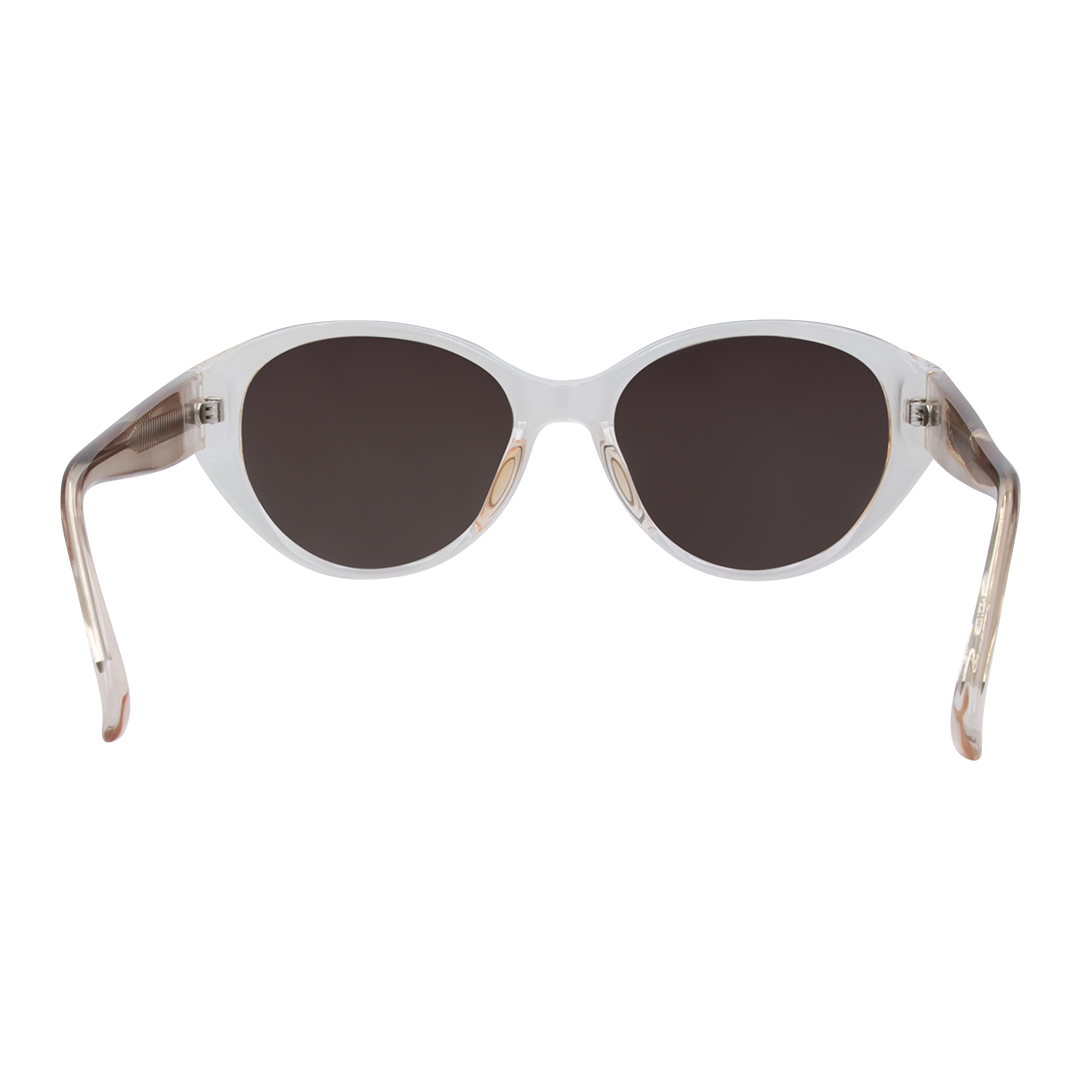 Polly Oval Women's Sunglasses with Pink Rose Frame and Brown Polarised Lens inside view