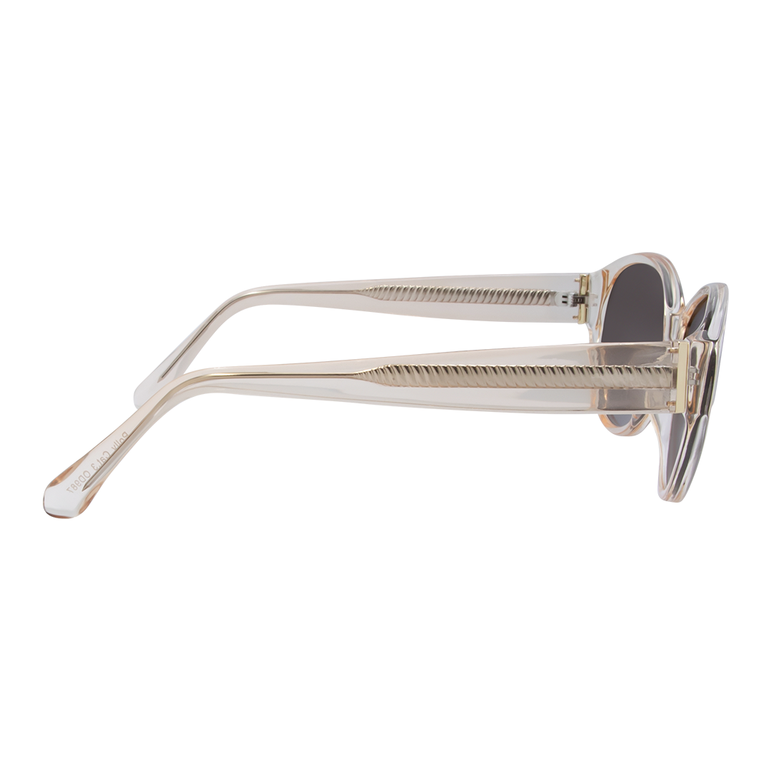 Polly Oval Women's Sunglasses with Pink Rose Frame and Brown Polarised Lens right view
