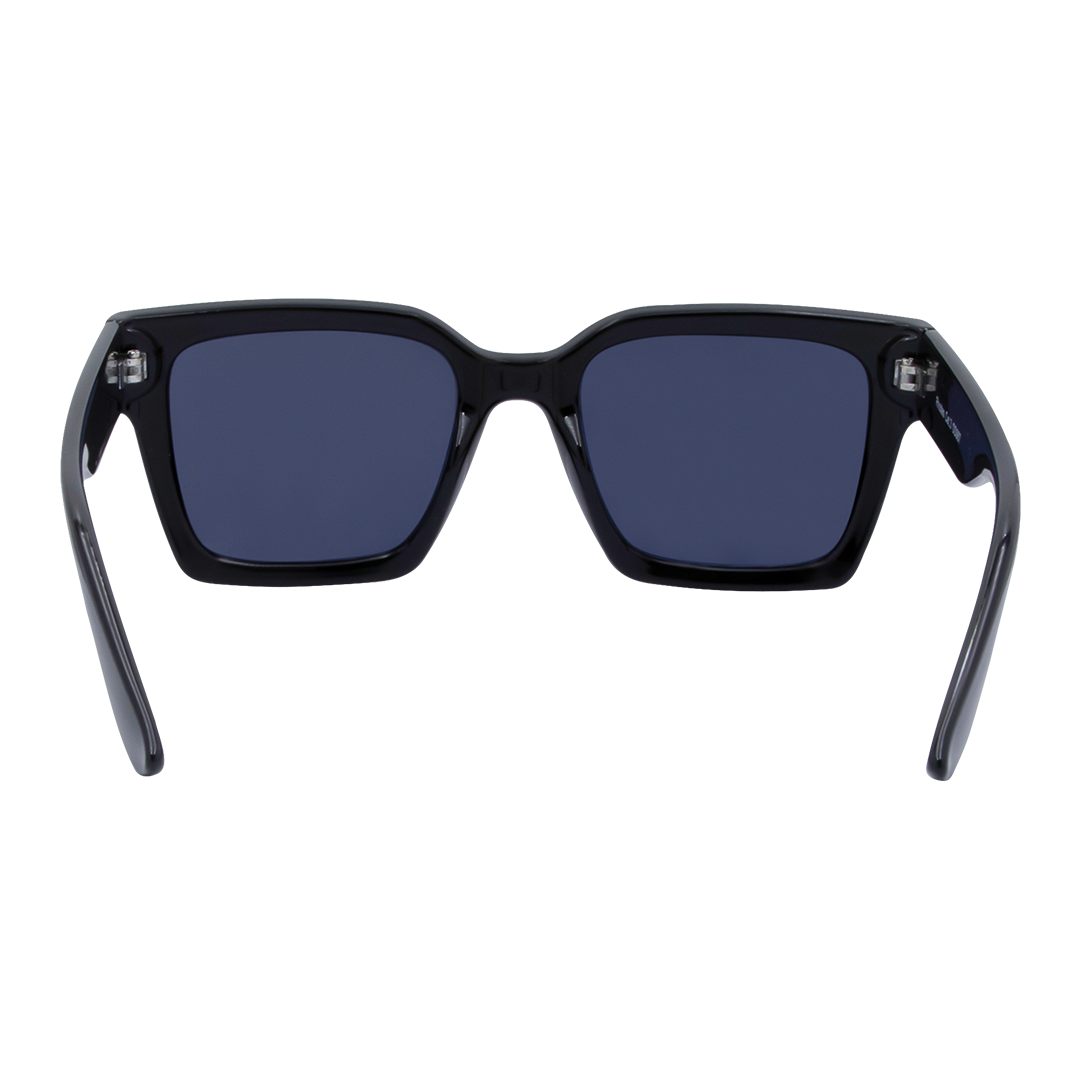 Rhodes Square Women's Sunglasses with Black Frame and Blue Lens inside view