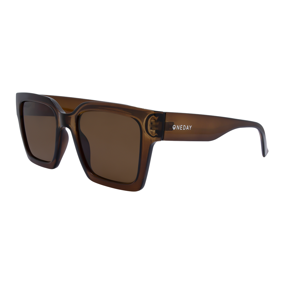 Rhodes Square Women's Sunglasses with Brown Frame and Brown Lens front left view
