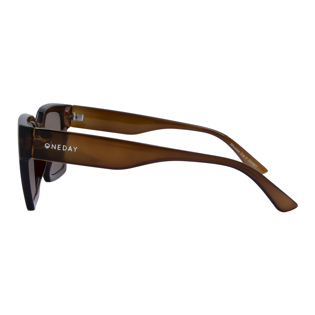 Rhodes Square Women's Sunglasses with Brown Frame and Brown Lens left view