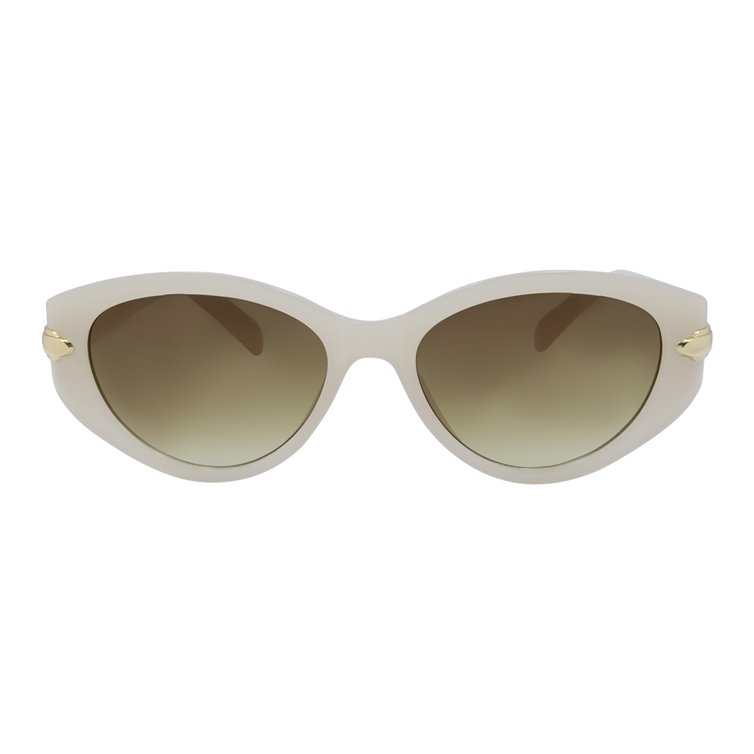 Sofia Cream White Brown Oval Women's Sunglasses front view