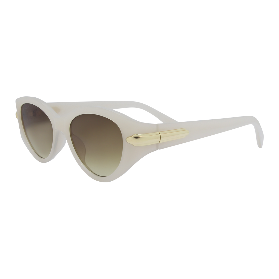 Sofia Oval Women's Sunglasses with Cream White Frame and Brown Lens front left view