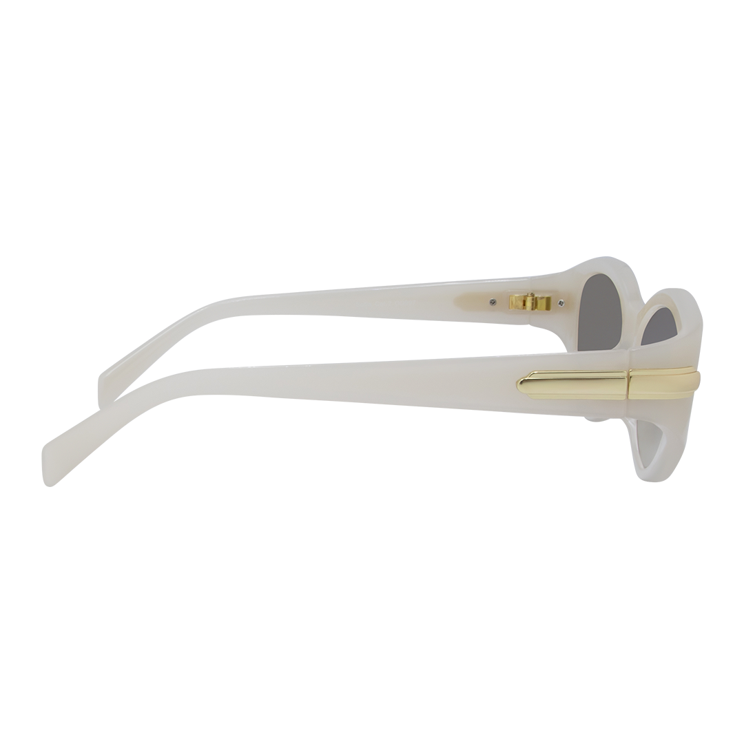 Sofia Oval Women's Sunglasses with Cream White Frame and Brown Lens right view