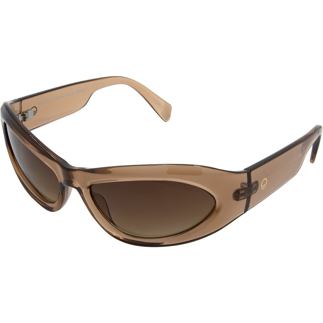 Styler Brown Wrap Around Womens Sunglasses made of polycarbonate and brown lens