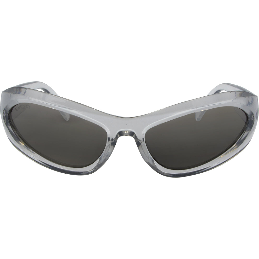 Styler Silver Wrap Around Womens Sunglasses front view with silver lens
