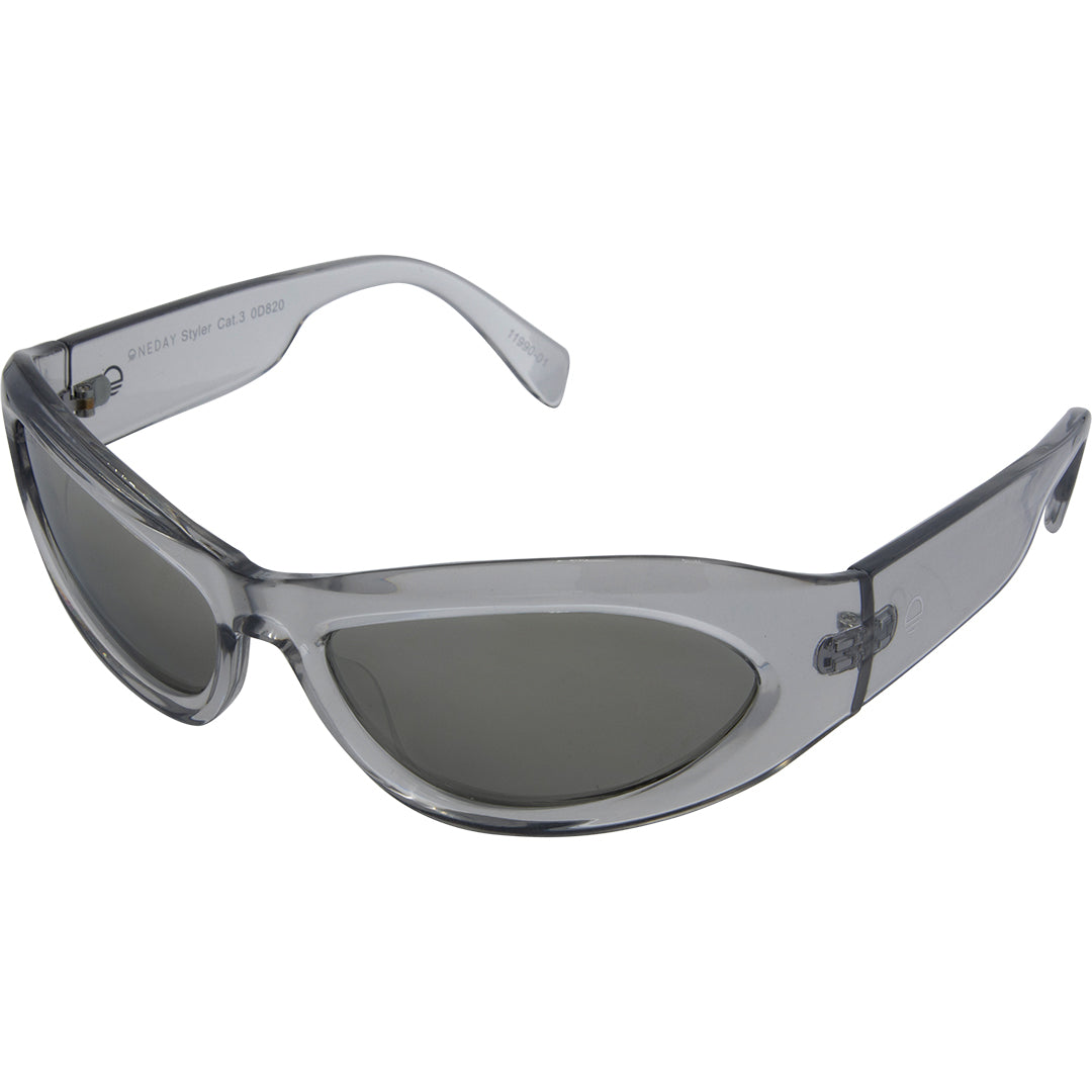 Styler Silver Wrap Around Womens Sunglasses made of polycarbonate and silver lens