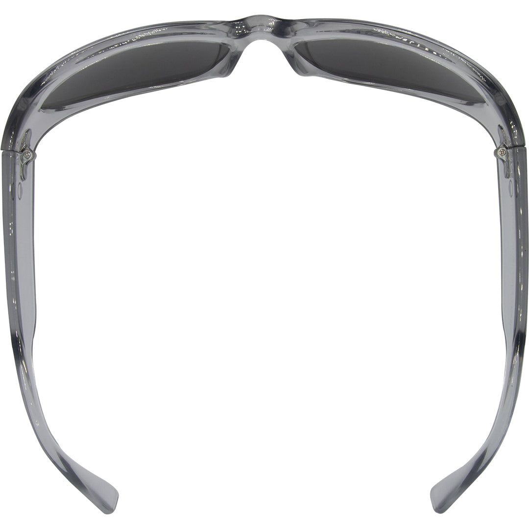 Styler Wrap Around Sunglasses with Silver Frame and Silver Lens top view