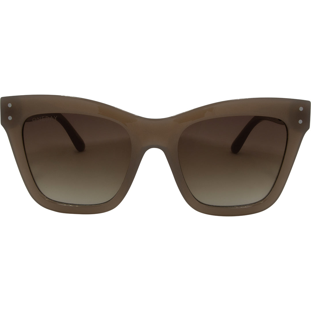 Sunday Brown Cat Eyes Womens Sunglasses front view with brown lens