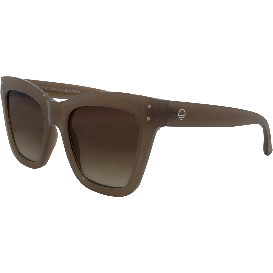 Sunday Cat Eyes Sunglasses with Brown Frame and Brown Lens front left view