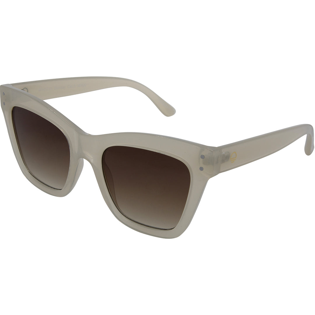 Sunday White Cat Eyes Womens Sunglasses made of polycarbonate and brown lens