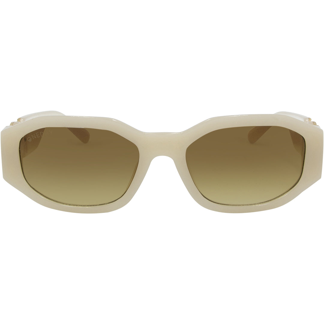 Vogue Cream Angular Womens Sunglasses front view with brown lens
