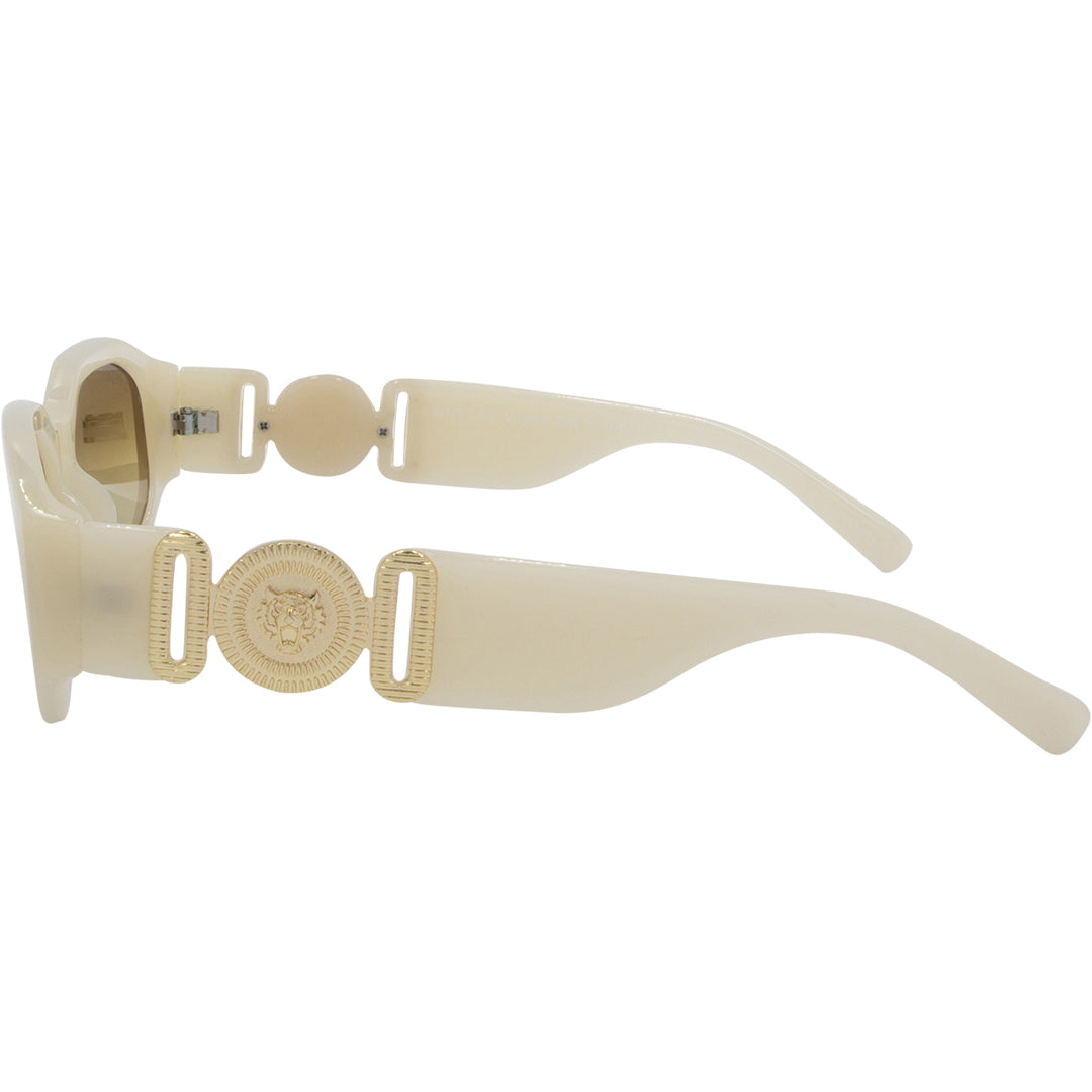 Vogue Cream Angular Womens Sunglasses left view with brown lens