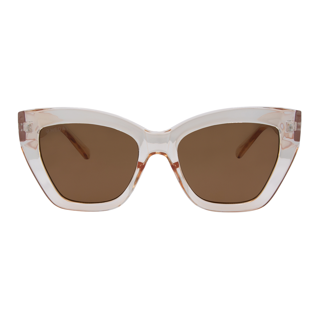 Winona Beige Brown Cats Eye Women's Sunglasses front view