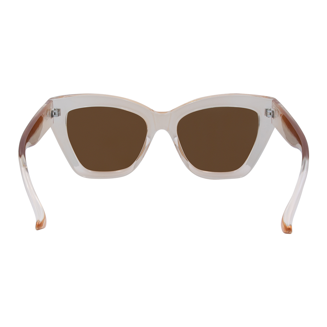 Winona Cats Eye Women's Sunglasses with Beige Frame and Brown Lens inside view