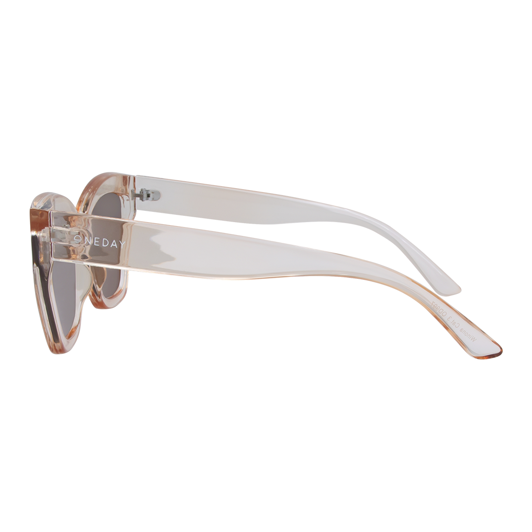 Winona Cats Eye Women's Sunglasses with Beige Frame and Brown Lens left view