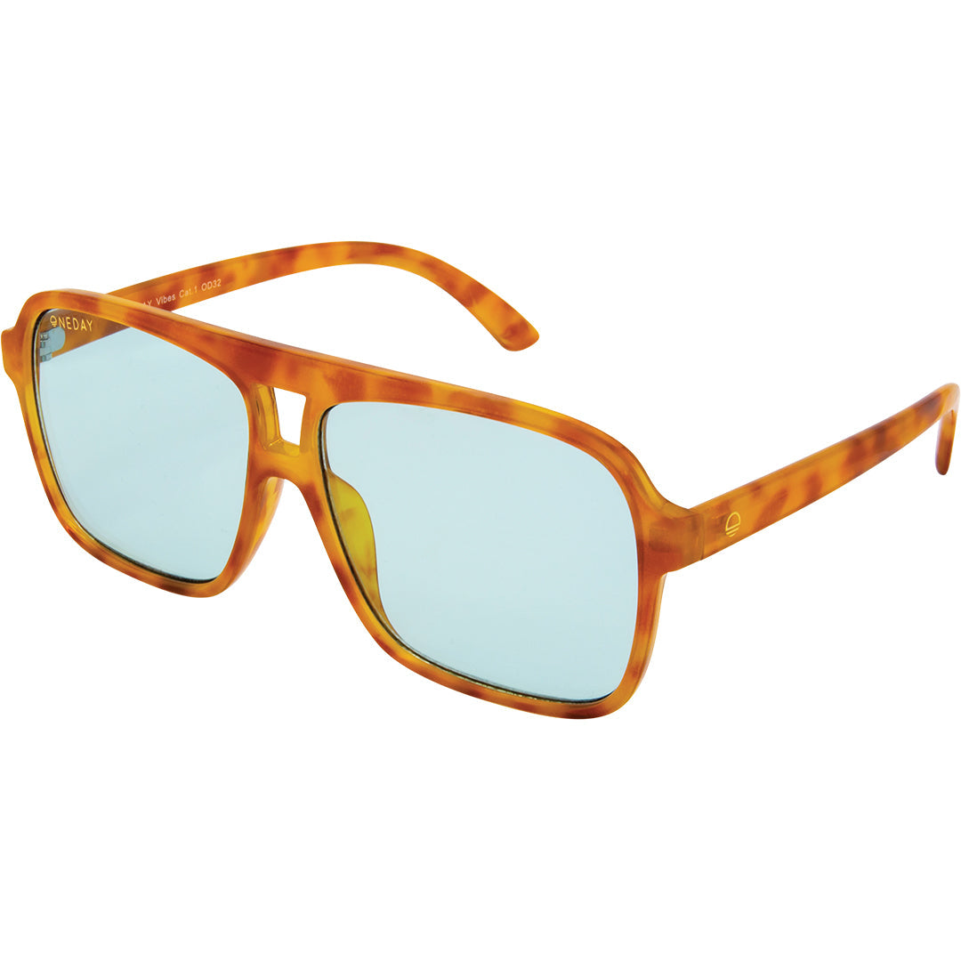 Vibes Orange Tort Green Women's Sunglasses