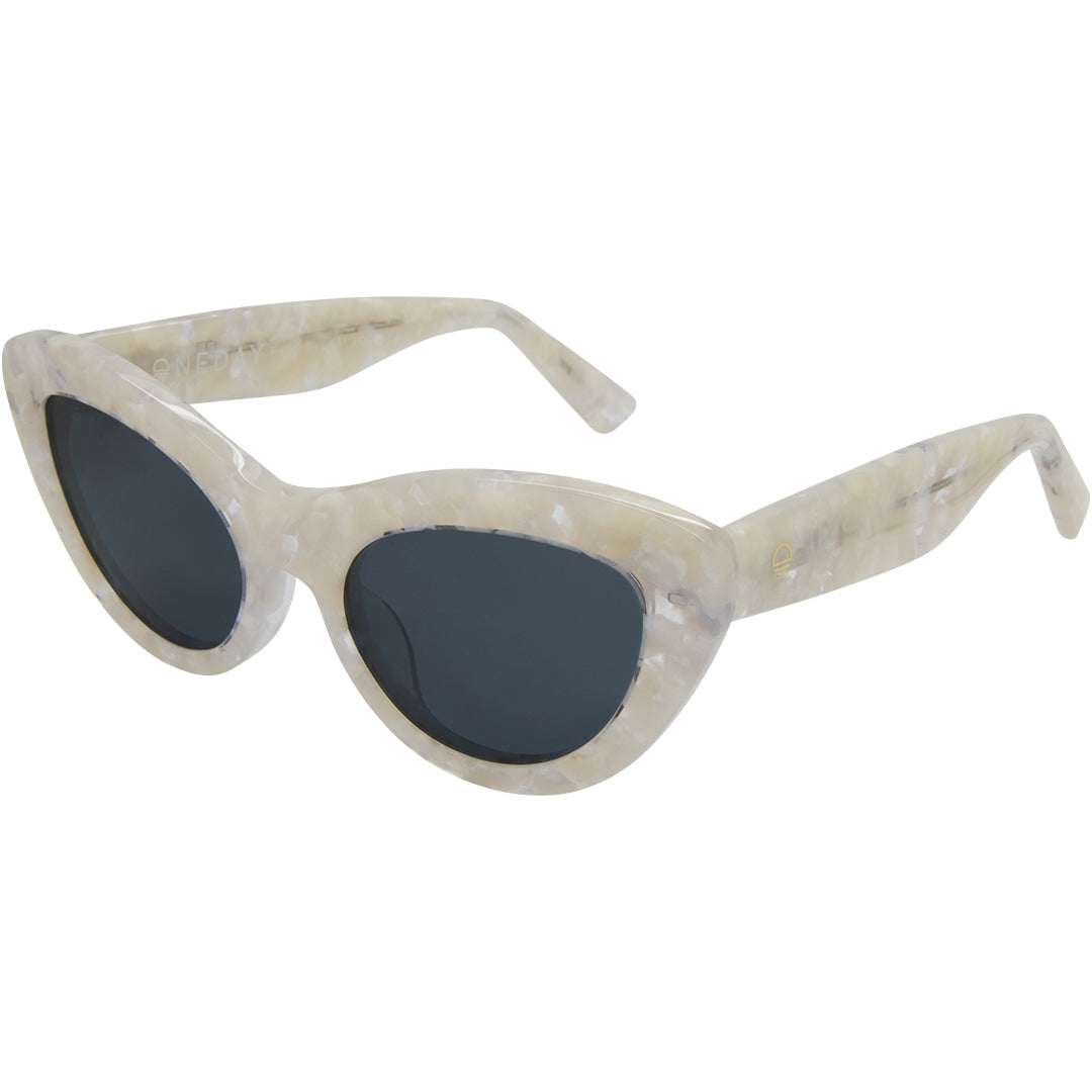 French Kiss White Sunglasses Polarised Actetate