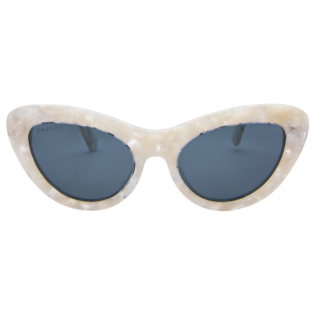 French Kiss White Sunglasses Polarised Actetate Front View